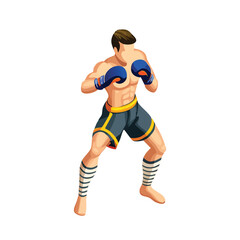 Naklejka premium muay thai technical isometric vector drawing with defined edges and modern simplicity.