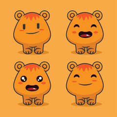 Cute mongster orange vector ilustration design