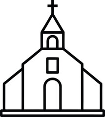 Simple Line Art Illustration of a Church Building Religious Architecture Design