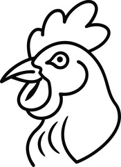 Rooster Head Line Art Simple, Clean Vector Illustration
