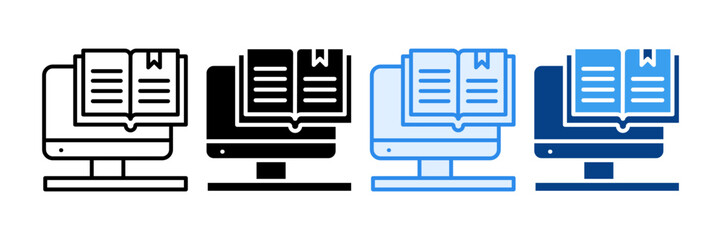 Digital Book Icon Set Multiple Style Collection