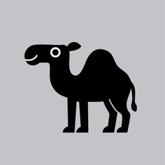 Cute vector camel with big eyes, simple design, great for kids' projects and decor.