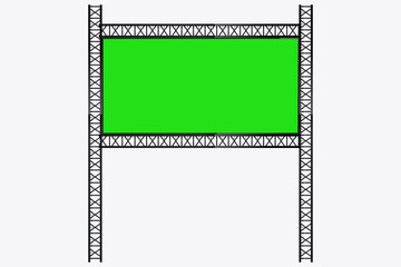 A Hanging LED Mockup green screen SIGN in light box on the street, Digital Grenn screen LED technology for realistic screen vector illustration