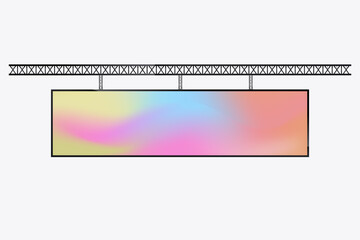 A Hanging LED Screen Mockup cross the street for long realistic screen light box. the Illuminated technology long screen cross the road for advertising lightbox