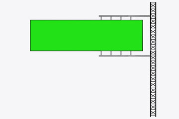 The green screnn Hanging LED Mockup in the column for advertising light box on the street, Digital Grenn screen LED technology for realistic hanging screen