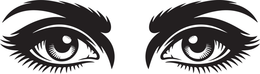 Stylish Black and White Illustration of Female Eyes