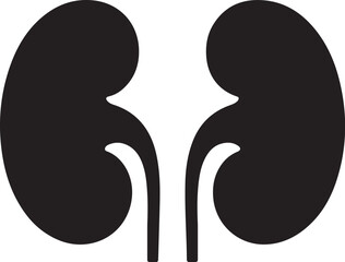 Human Kidneys Icon Black Silhouette Medical Illustration