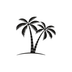 Obraz premium Tropical Paradise Double Palm Tree Silhouette Illustration