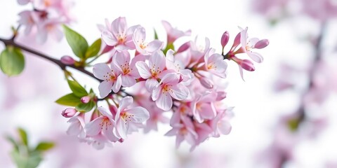 Obraz premium Delicate lilac and white blossoms on a branch, isolated on white, elegance, background