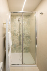 Modern bathroom with shower. Renovation of a bathroom in an old flat.