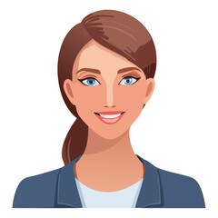 Fototapeta premium Flat Vector. Portrait of only one Woman. Simple Background.