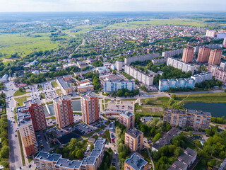 Aerial summer view of Chekhov city center, Russia