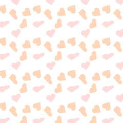 seamless pattern with hearts in pastel pink color