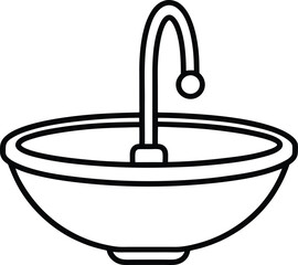 Simple Line Drawing of a Washbasin Clean and Minimalist Design