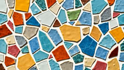Colorful Mosaic Tile Pattern with Irregular Shapes

