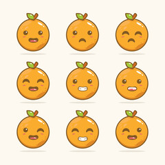Cute kawai sweet orange fruit illustration design vector graphics