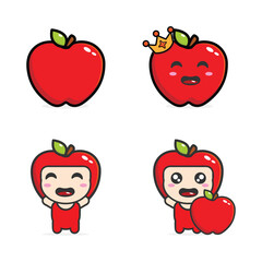 Cute fresh apple fruit mascot and character design
