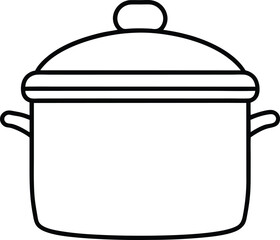 Simple Line Drawing of a Covered Cooking Pot Kitchen Essentials Illustration