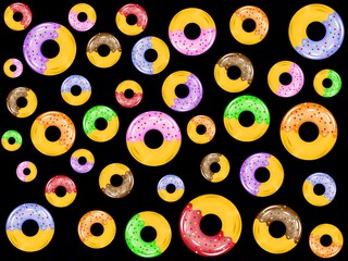Fototapeta premium Seamless Pattern of Glazed Donuts with Sprinkles