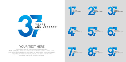Anniversary logo set vector design, blue and black color for celebration event