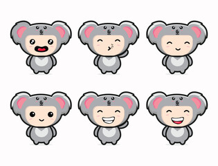 cute koala flat design set vector, ilustration, graphic art
