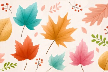 Fototapeta premium Colorful autumn leaves and berries creating a festive fall atmosphere