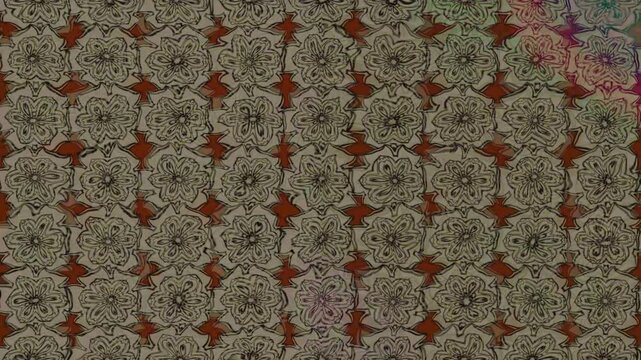 Motion footage background with colorful elements. Flowers. Vintage. Flag style. Video. Template. Loop. Seamless. 