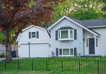 close up on residential house in spring
