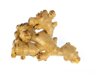 close up on ginger root isolated on white background