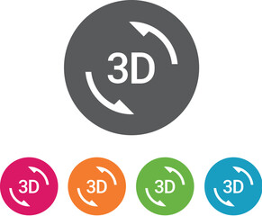 3D Rotation Icon on Transparent Background, button icon vector illustration