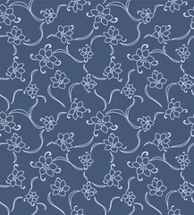 Japanese Flower Vine Net Vector Seamless Pattern