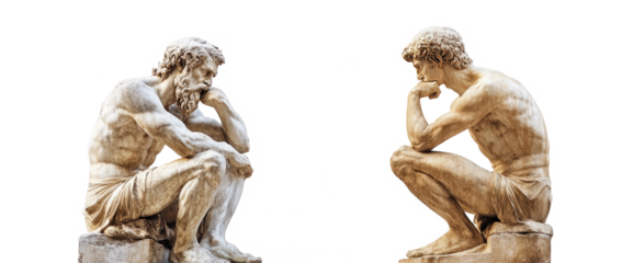 marble statue philosophers isolated on transparent background