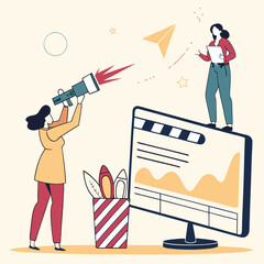 Teamwork marketing campaign digital promotion advertising strategy communication growth success