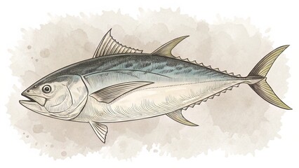 A boxed set of tuna silhouettes and line drawings, offering contrast for educational or illustrative use.