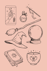 set of Magical symbols and objects 