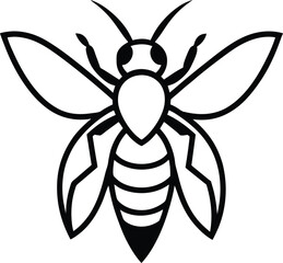 Detailed Line Art Illustration of a Bee  A Striking Insect Design