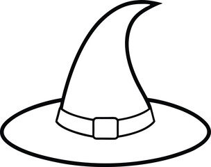 Witch's Hat A Classic Halloween Symbol - Line Art Illustration
