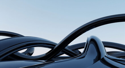 Fototapeta premium A captivating 3D rendering of a futuristic architectural background showcasing floating buildings, vibrant neon lights, and seamless modern design elements