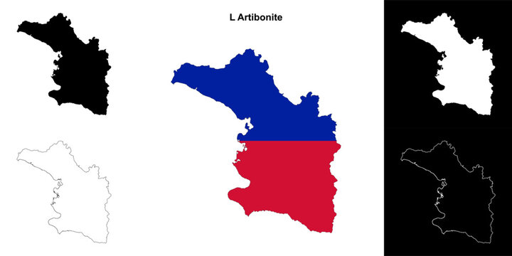 L Artibonite department blank outline map set