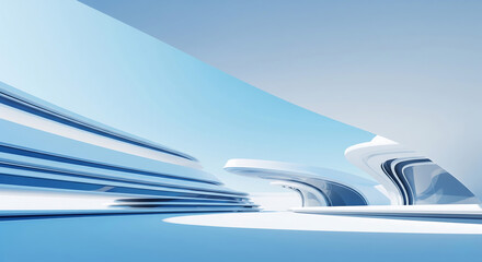 Futuristic architectural background 3d rendering showcasing dynamic neon-lit skyscrapers with intricate glass facades and floating platforms