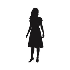 Woman in dress silhouette standing elegant pose