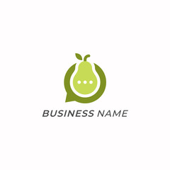 design logo creative bubble chat and pear fruit