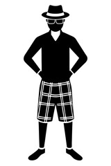 silhouette of a man in a hat on white background