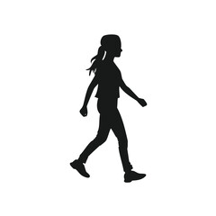 Young girl walking silhouette side profile