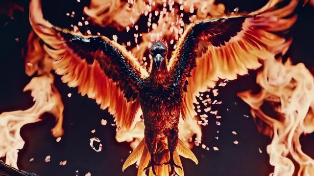 Fiery Phoenix Rising Seamless Loop