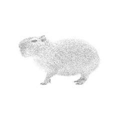 Capybara Stippling Illustration – Black and White Dotwork Vector Drawing of a Capybara