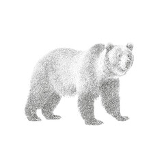 Bear Dotwork Illustration – Black and White Stippling Drawing of a Grizzly or Brown Bear