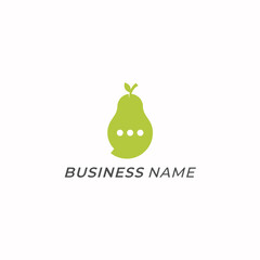 design logo combine bubble chat and pear fruit