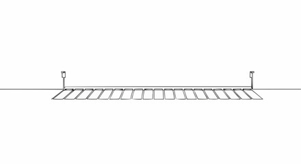 Fototapeta premium Simple linear perspective design, a drawing of an object with a hanging linear pattern.