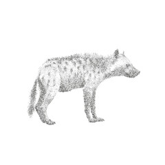 Stippling Vector Illustration of a Spotted Hyena in Dotwork Style